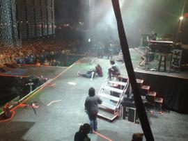Guns N' Roses pendant le sit-in au Reading Festival en Angleterre