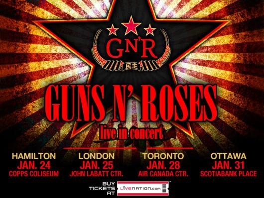 L'affiche pour la tournée de Guns N' Roses au Canada en 2010