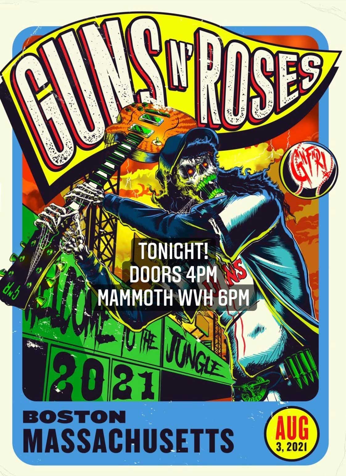 Guns n roses lithographie Boston 2021 geoff may silkworms absurd
