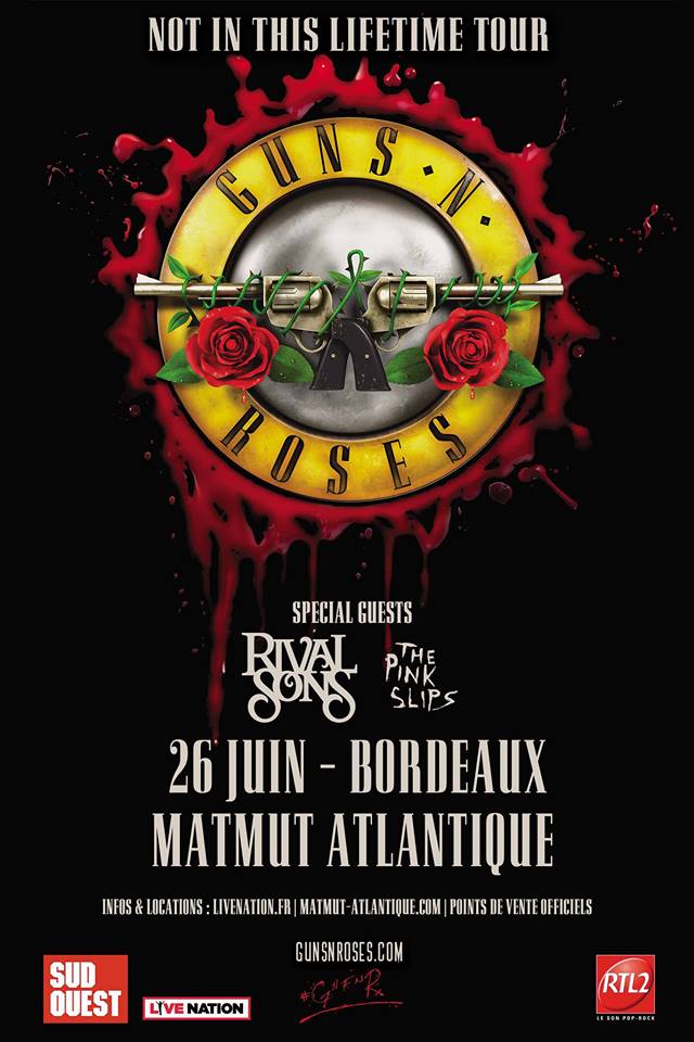 Guns n' roses à bordeaux Guns n' roses bordeaux poster 2018 matmut rival sons