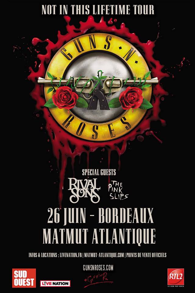 Guns n' roses bordeaux poster 2018 matmut rival sons