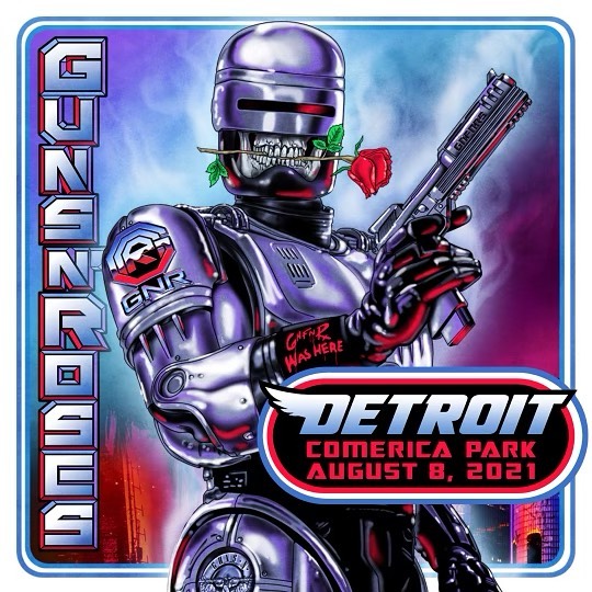 guns n roses live poster detroit 2021