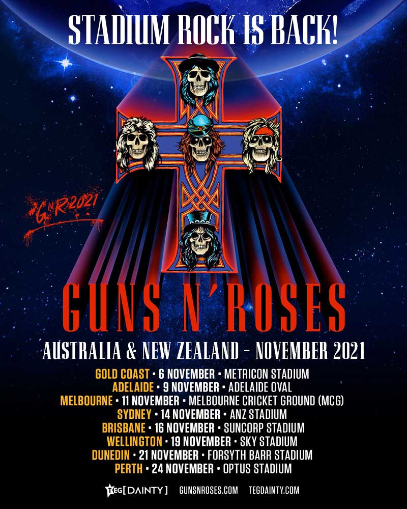 guns n roses oz australie new zealand 2021 stadium