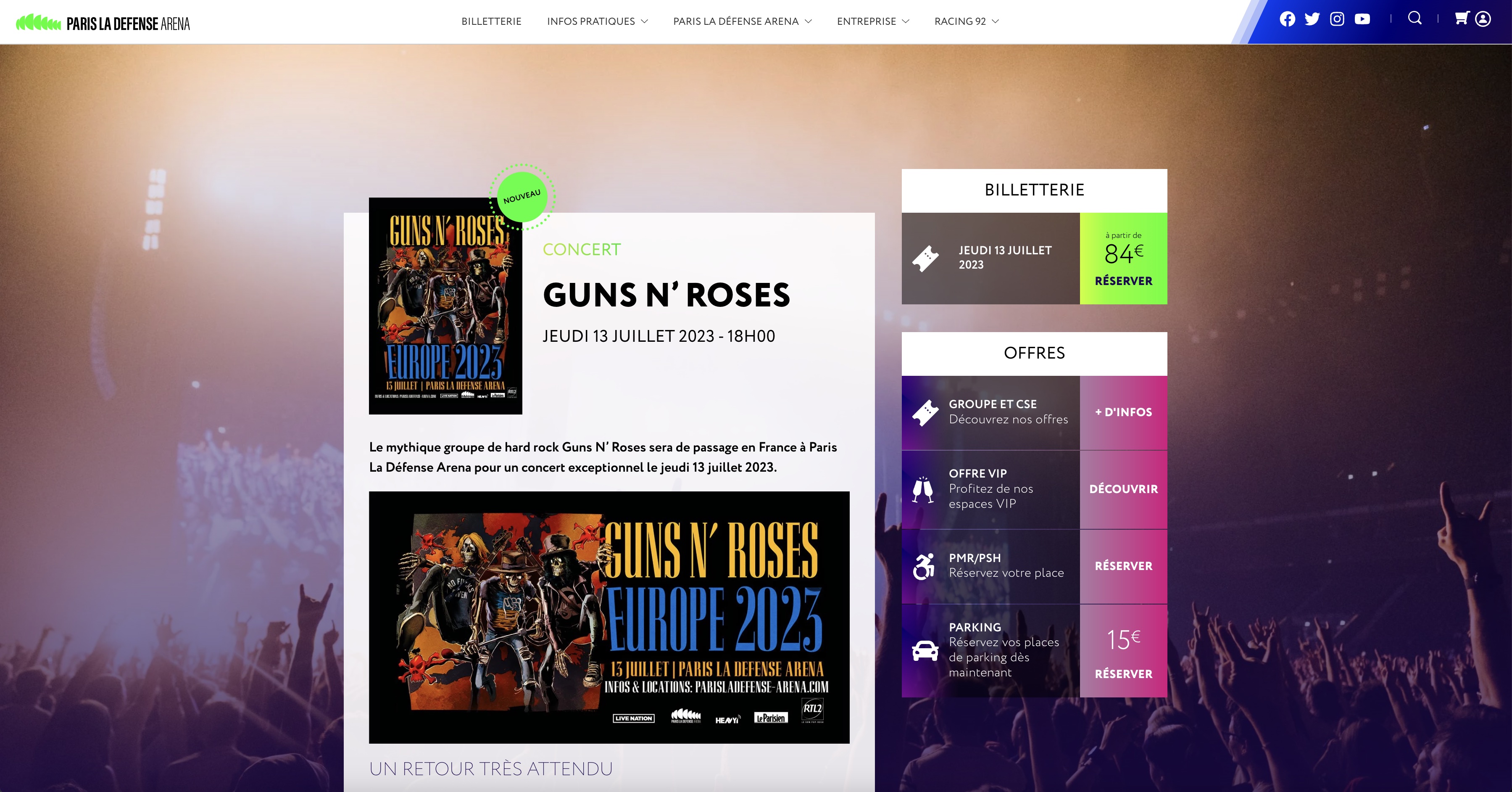 guns n roses defense arena site officiel