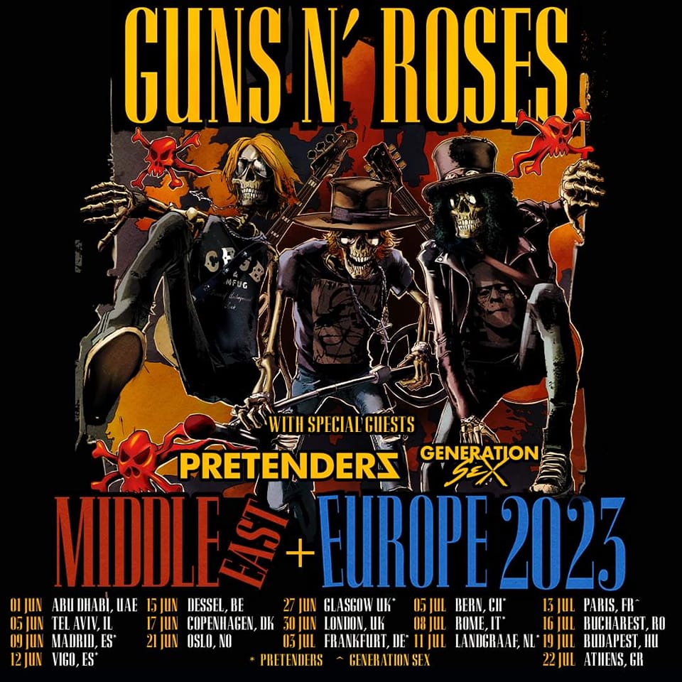 Guns N roses pretenders support 2023 europe