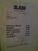 Programme du concert de Slash Zénith 2011